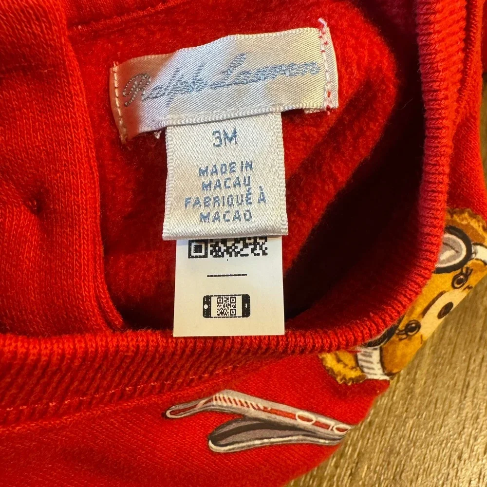 Ralph Lauren Polo Bear Fleece Dress Baby Girls 3 Months Red Ruffle Long Sleeved